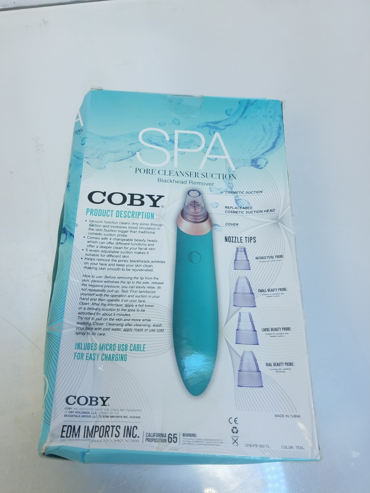 Coby Pore Cleanser Suction Blackhead Remover Adjustable Suction & Heads 5pc Set