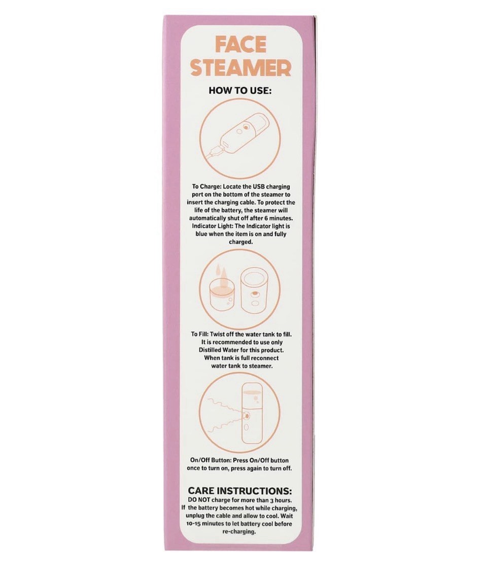 Pink Rechargeable Nano Mist Hydrating Facial Steamer USB Plastic Device