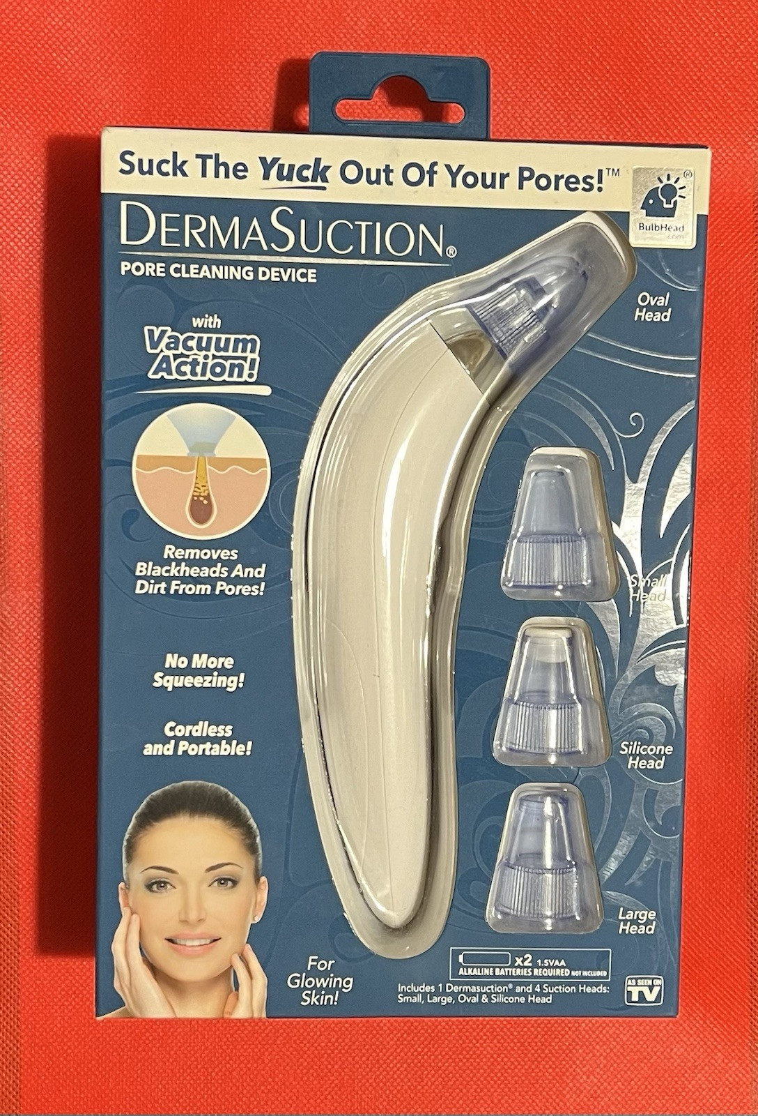 Derma Suction Pore Cleaning Device with Vacuum Action Blackheads, New