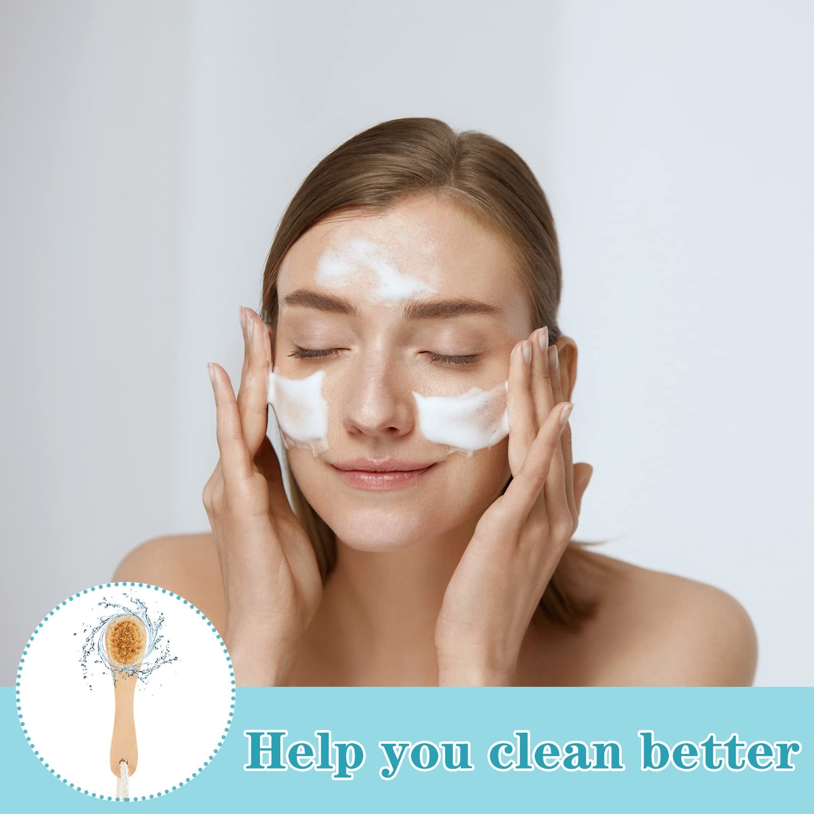 Nuanchu 6 Pcs Wooden Face Cleaning Brush Facial Exfoliator Dry…