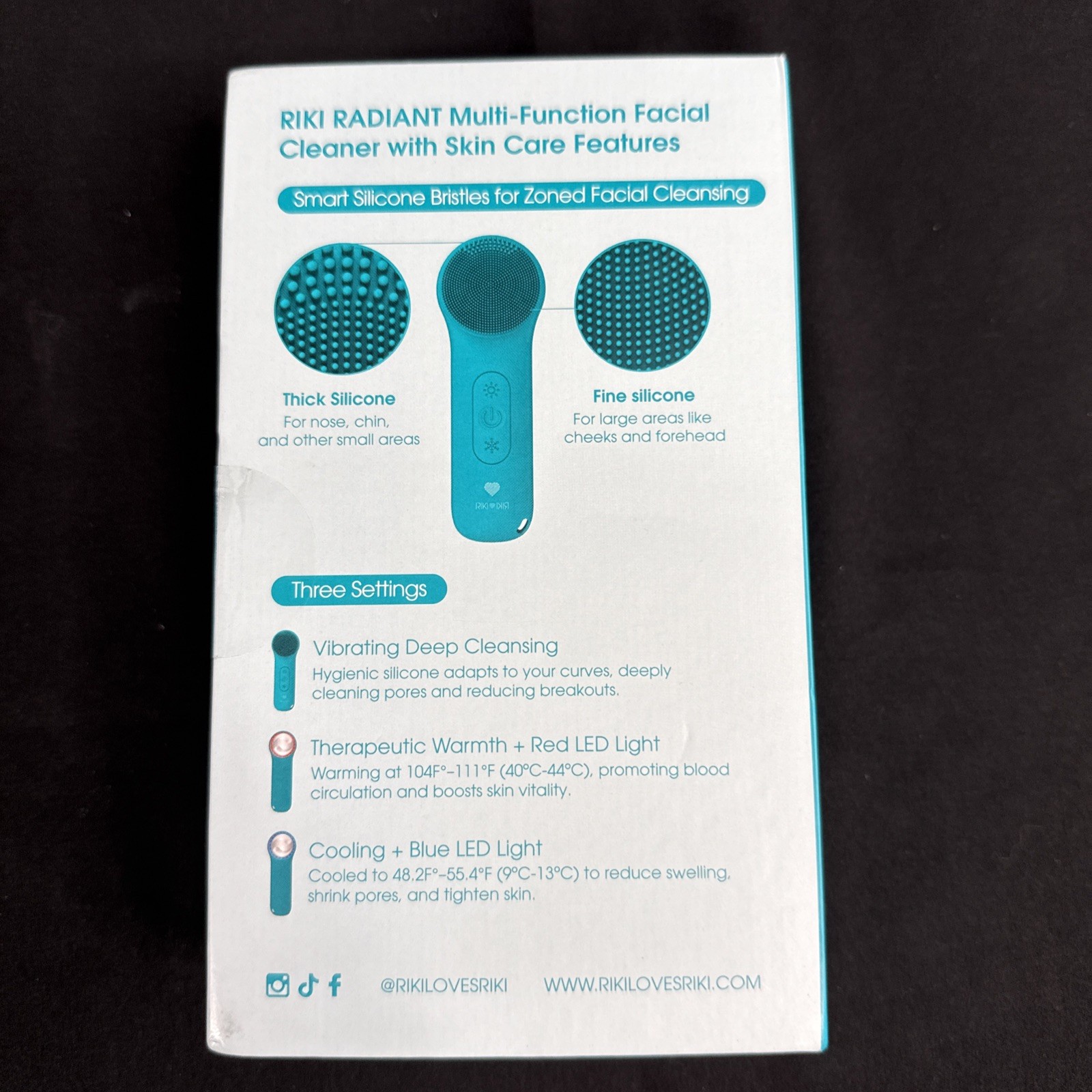 RIKI Radiant Silicone Face Cleanser w/ LED Heat Cold Therapy – New in Box