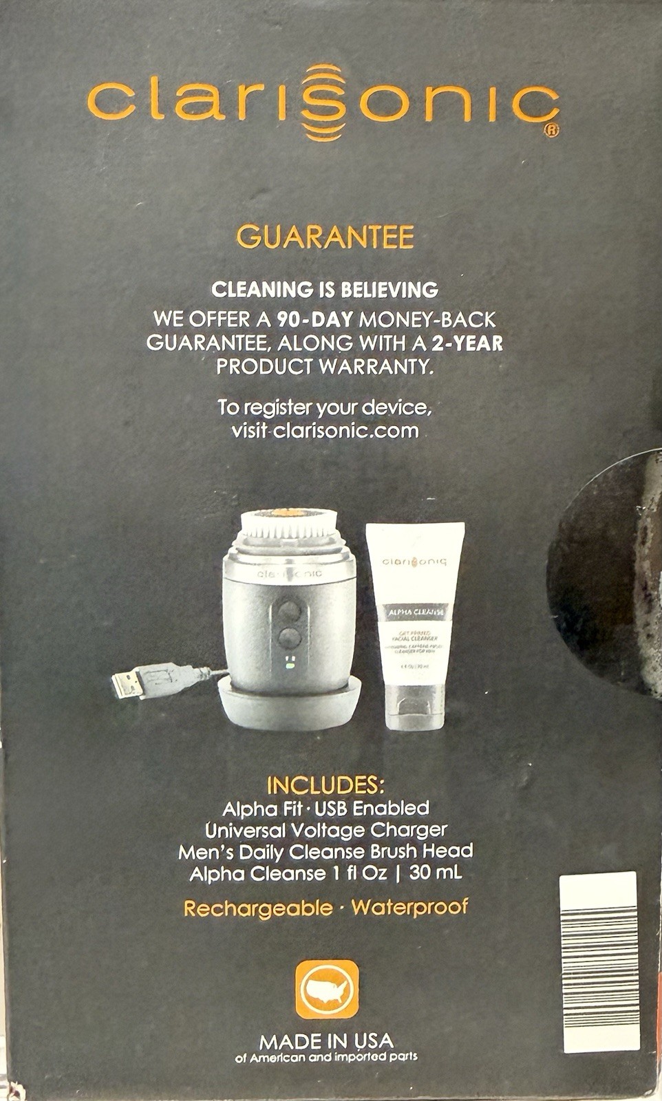 NIB Clarisonic Alpha FIT Kit Men’s Face Brush Sonic Facial USB Cleansing Device