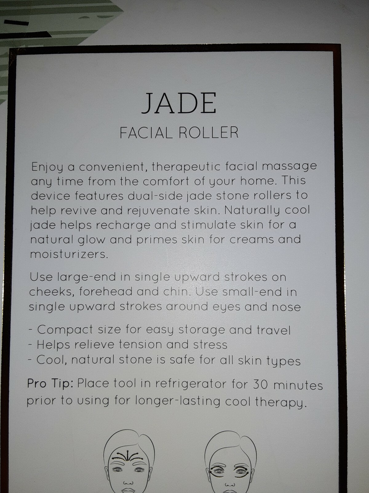 NEW~ TruSpa Luxurious Facial Jade Crystal Face Roller~