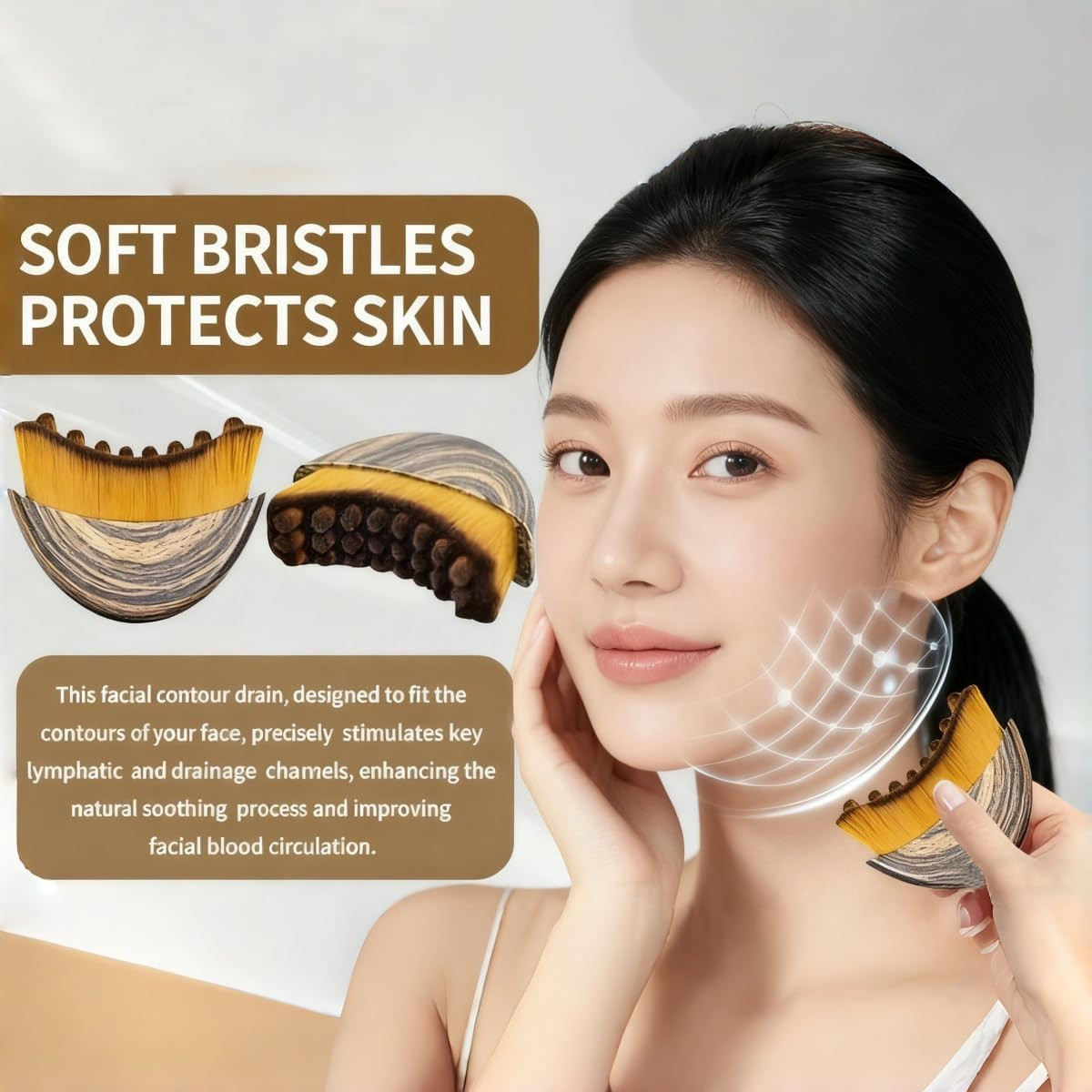 2Pcs New Lymphatic Contour Face Brush, Dry Brushing Face Brush, Massager for Fac