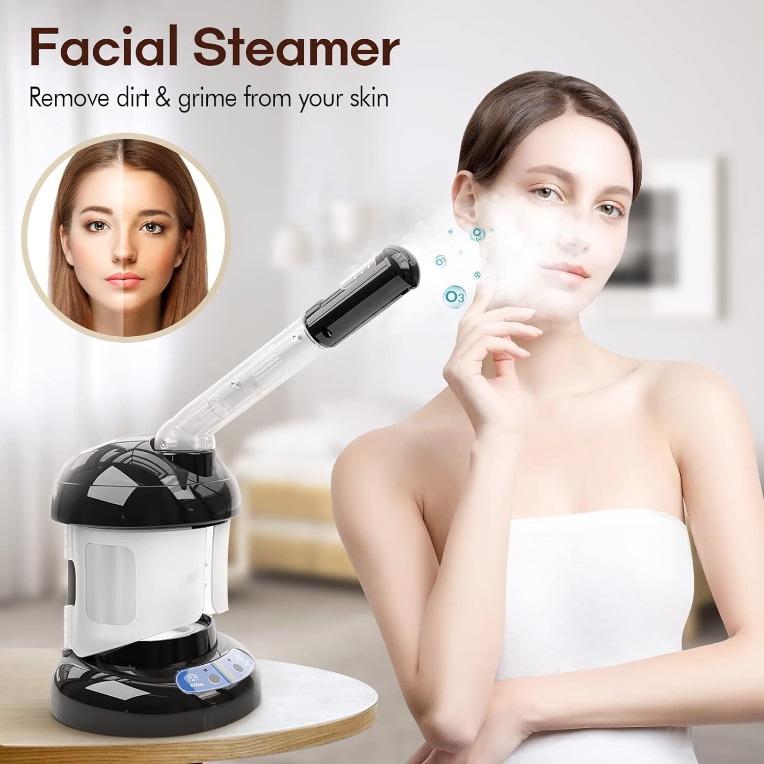 Professional Quality Black Hair and Facial Steamer – Compact & Portable