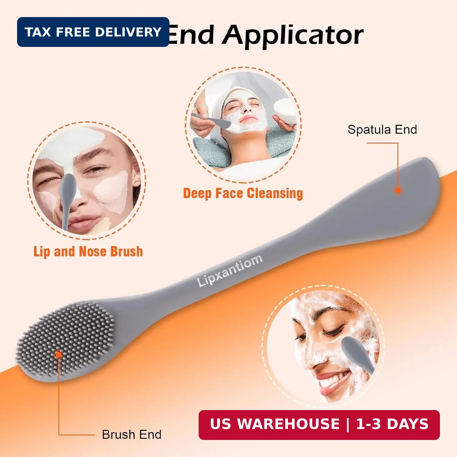 3 Pcs Silicone Facial Cleansing Brush, 2 in 1 Face Mask Applicator and Pore Clea