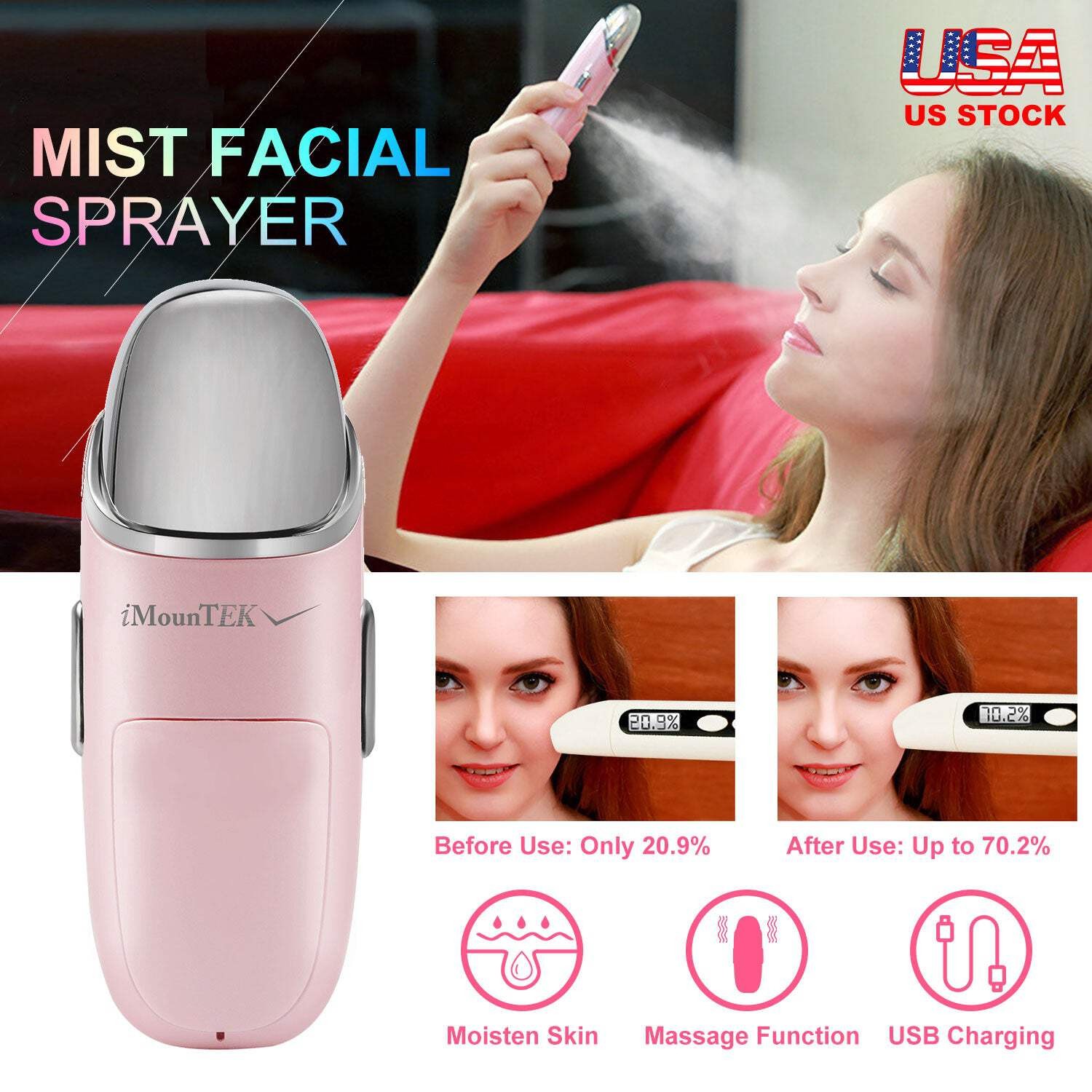 Nano Facial Mister Nano Cool Mist Facial Sprayer Portable Handy Face Steamer Moi
