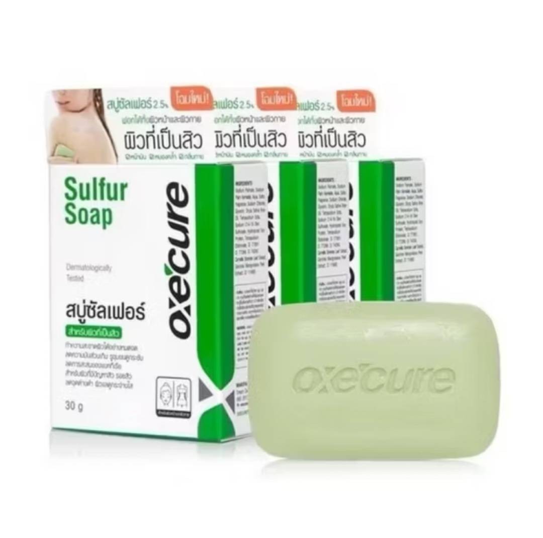 set of 3 Oxe Cure Sulfur Soap for Face, Body Oily Acne 100 g