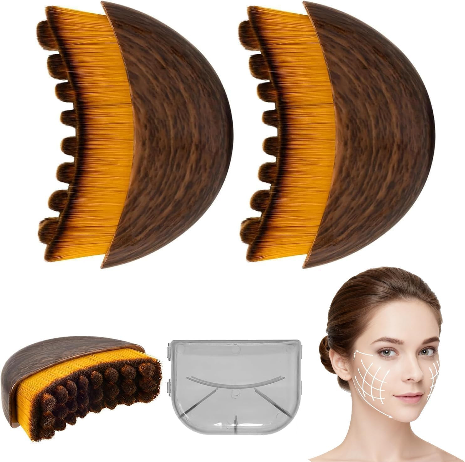 2Pcs New Lymphatic Contour Face Brush, Dry Brushing Face Brush, Massager for Fac
