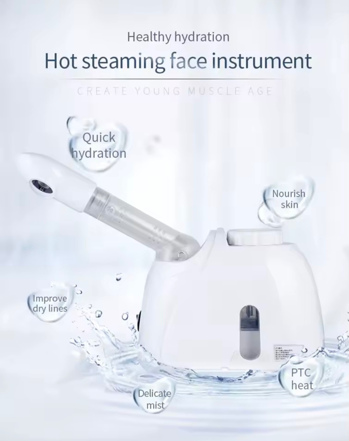 Ozone Facial Steamer Warm Mist Humidifier for Face Deep Cleaning Vaporizer Spray