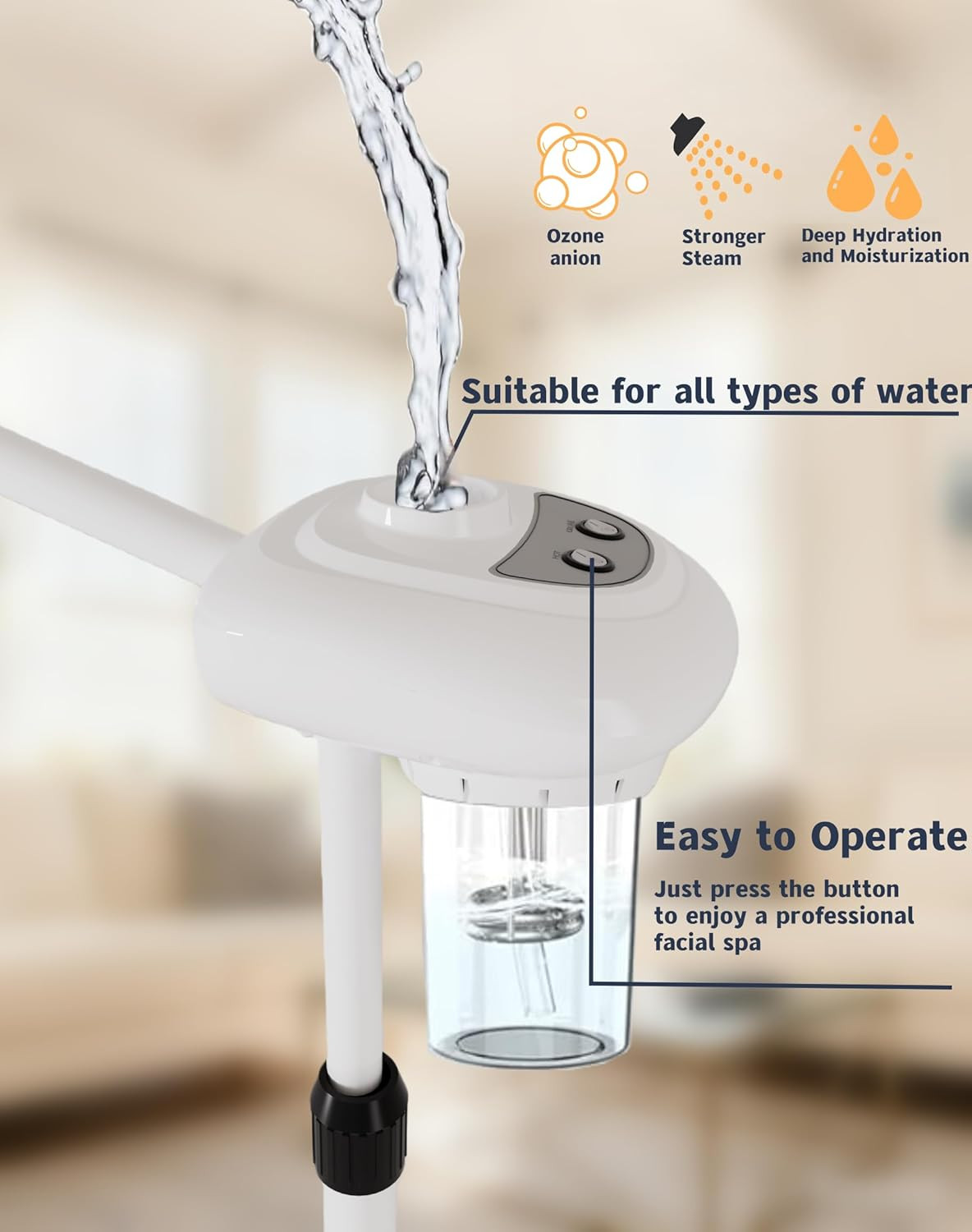 Professional Facial Steamer with Magnifying Lamp, Nano Ionic Face Steamer for Es