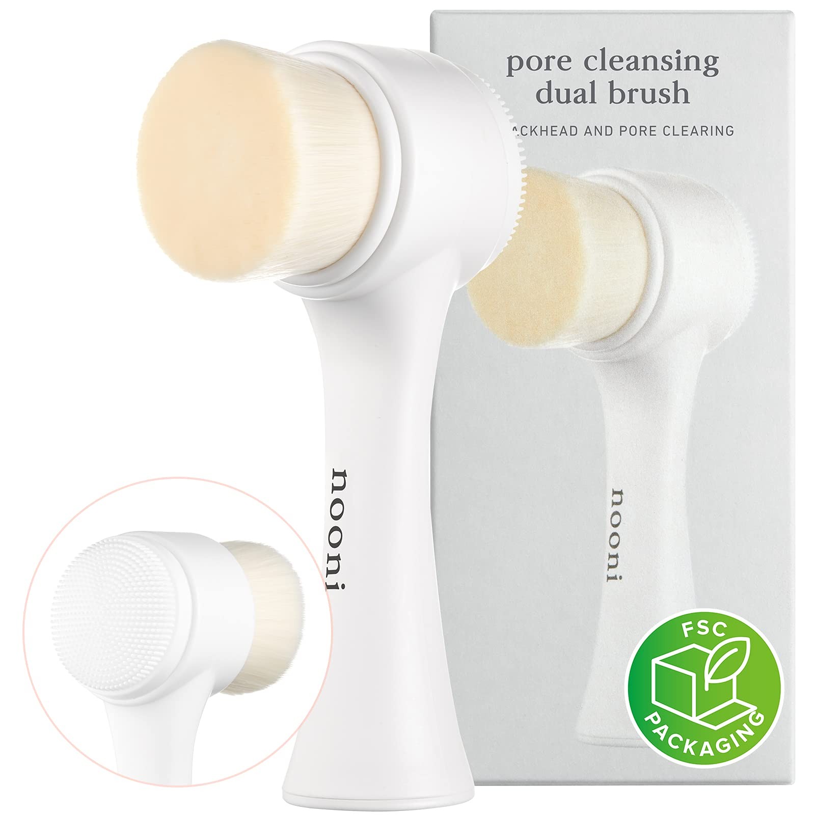 Nooni Pore Cleansing Tool – Manual Dual Brush | Facial 1 Count (Pack of 1)