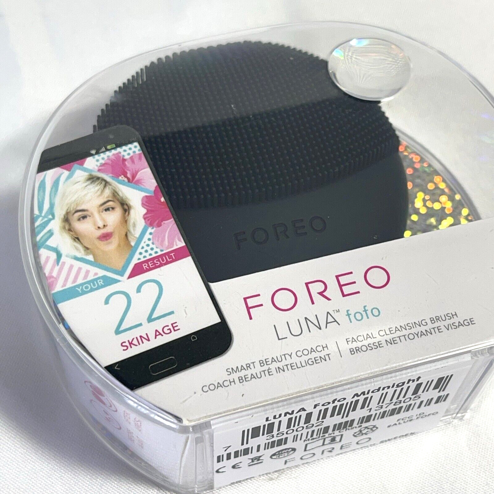 Foreo Luna Fofo Smart Facial Cleansing Brush Skin Analyzer In Black NEW SEALED