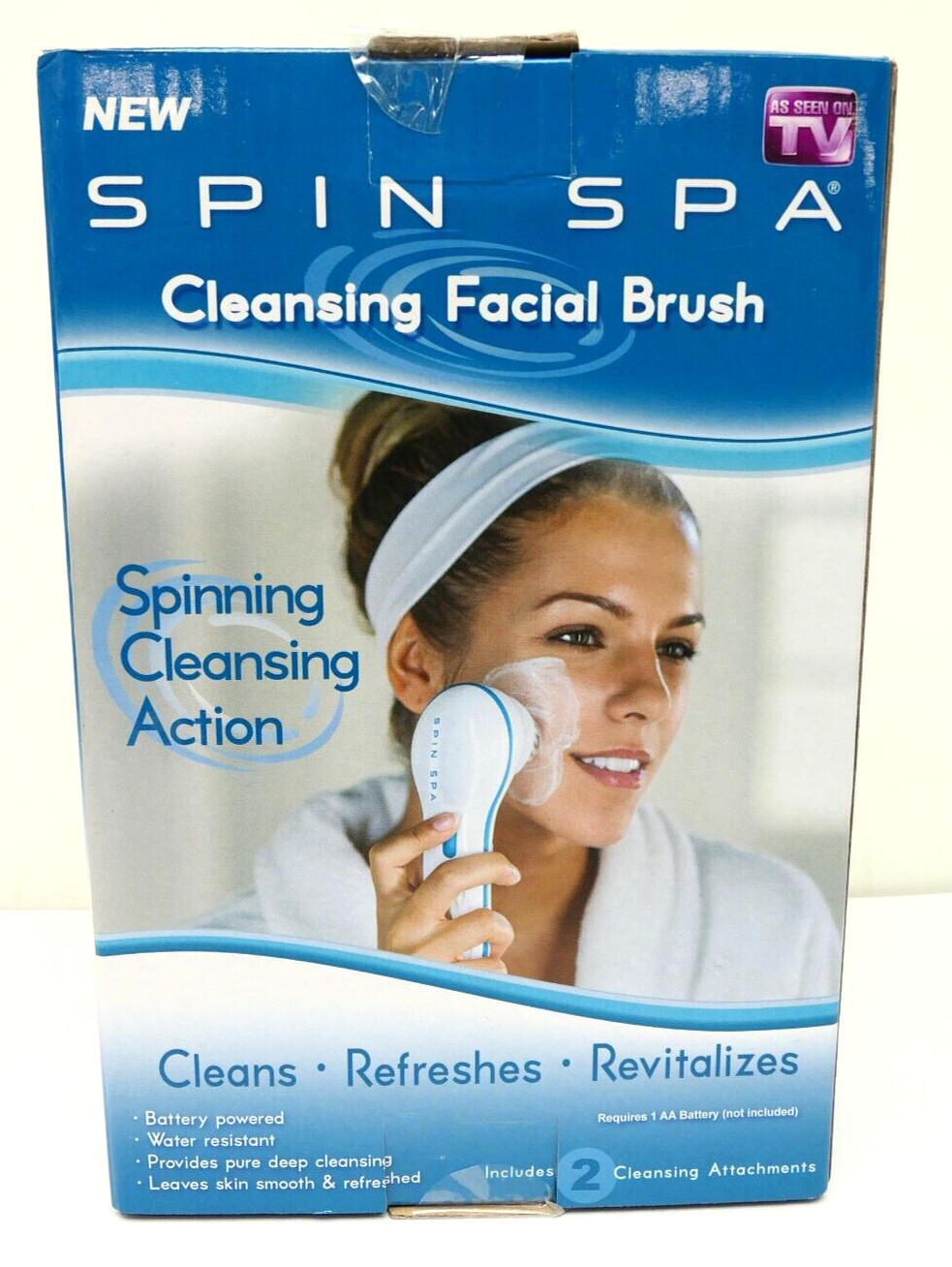 Spin Spa Cleansing Facial Brush w 2 Cleansing Attachments ~As Seen on TV SEALED
