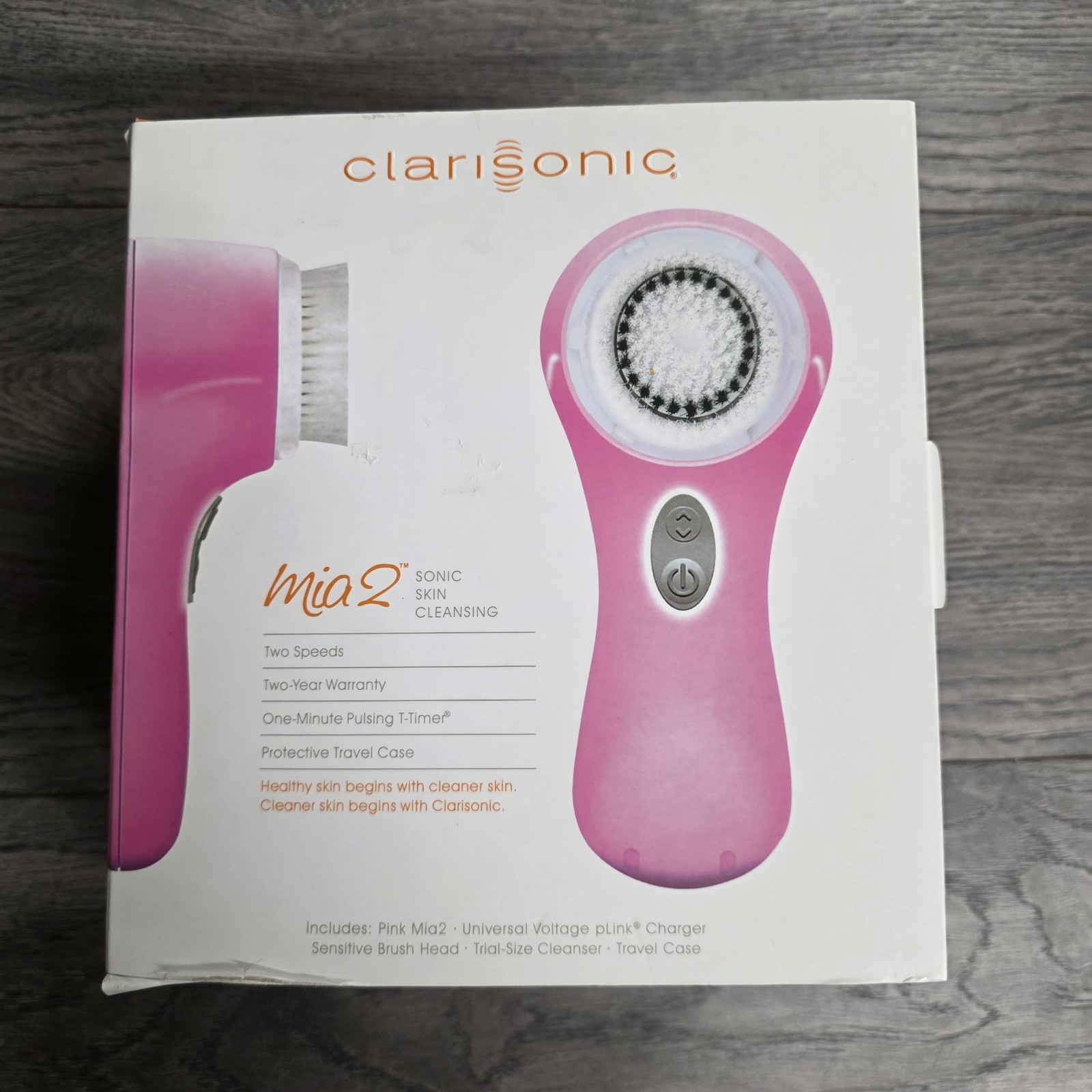 New Clarisonic Mia 2 Sonic Facial Skin Cleansing Brush System Pink