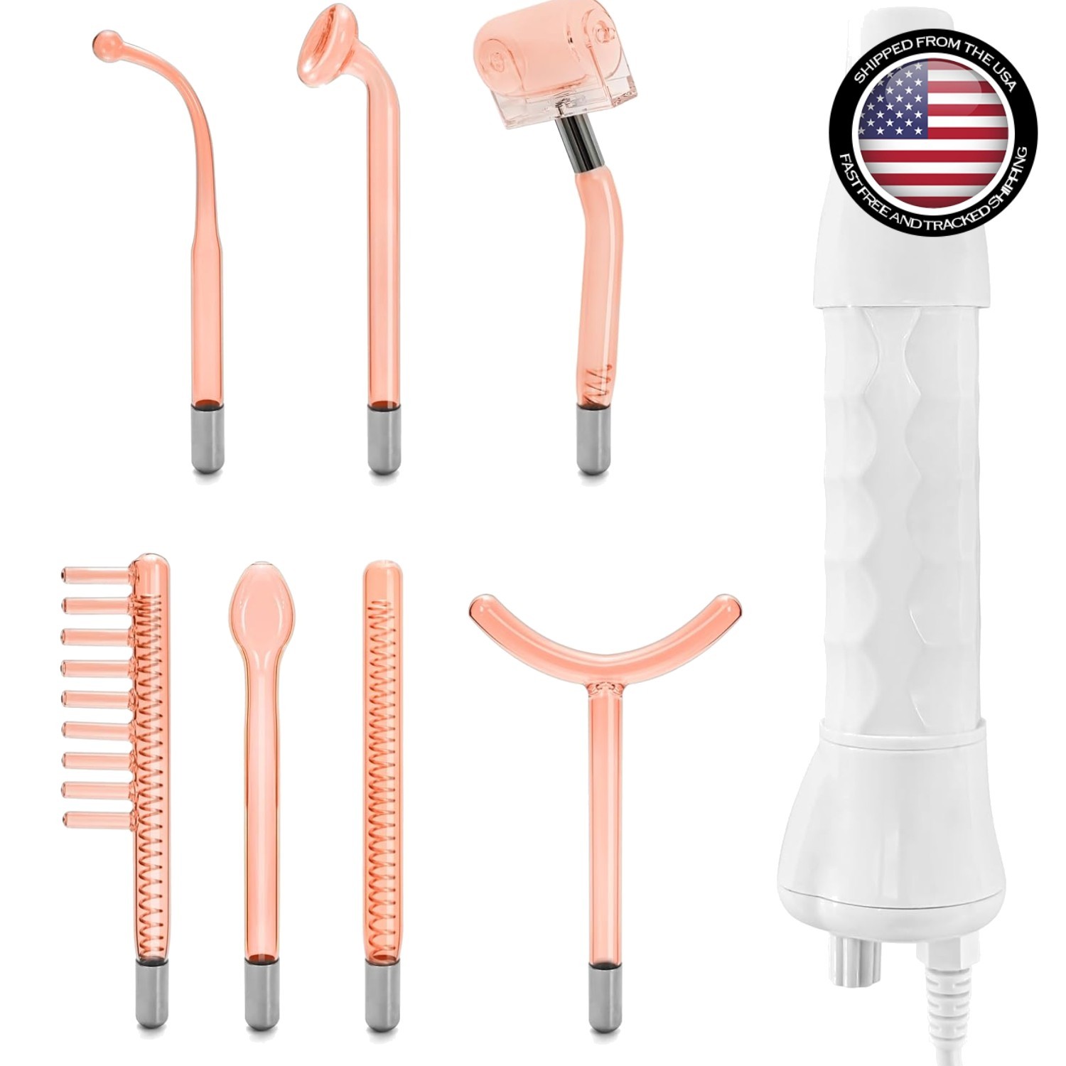 Facial Care Device 7 Electrode Tubes Hi Frequency Skin Toning Machine Orange
