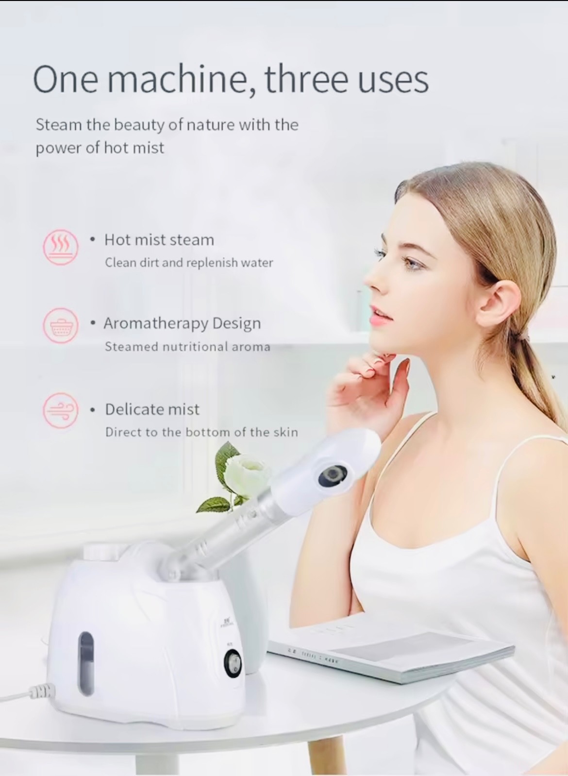 Ozone Facial Steamer Warm Mist Humidifier for Face Deep Cleaning Vaporizer Spray
