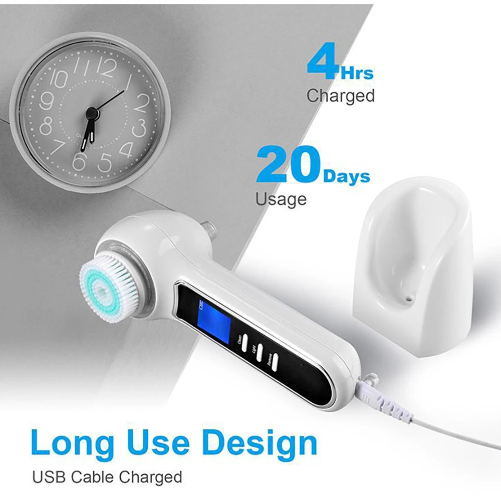 Electric Facial Cleansing Brush Rotating Exfoliator Face Deep Cleaning Massager