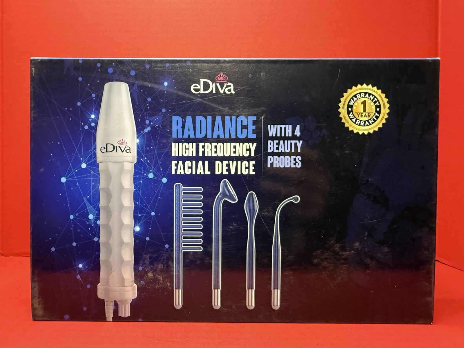 eDiva Radiance High Frequency Facial Device 4 Attachments