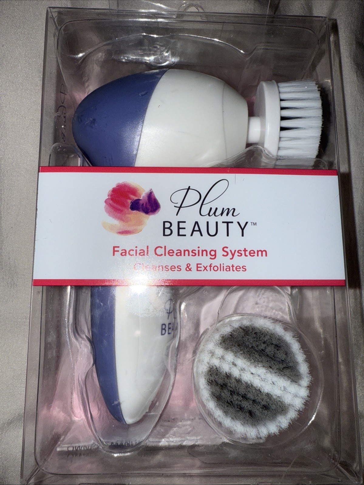 Plum Beauty Facial Cleansing System Brush Cleanses & Exfoliates NEW NIB BA