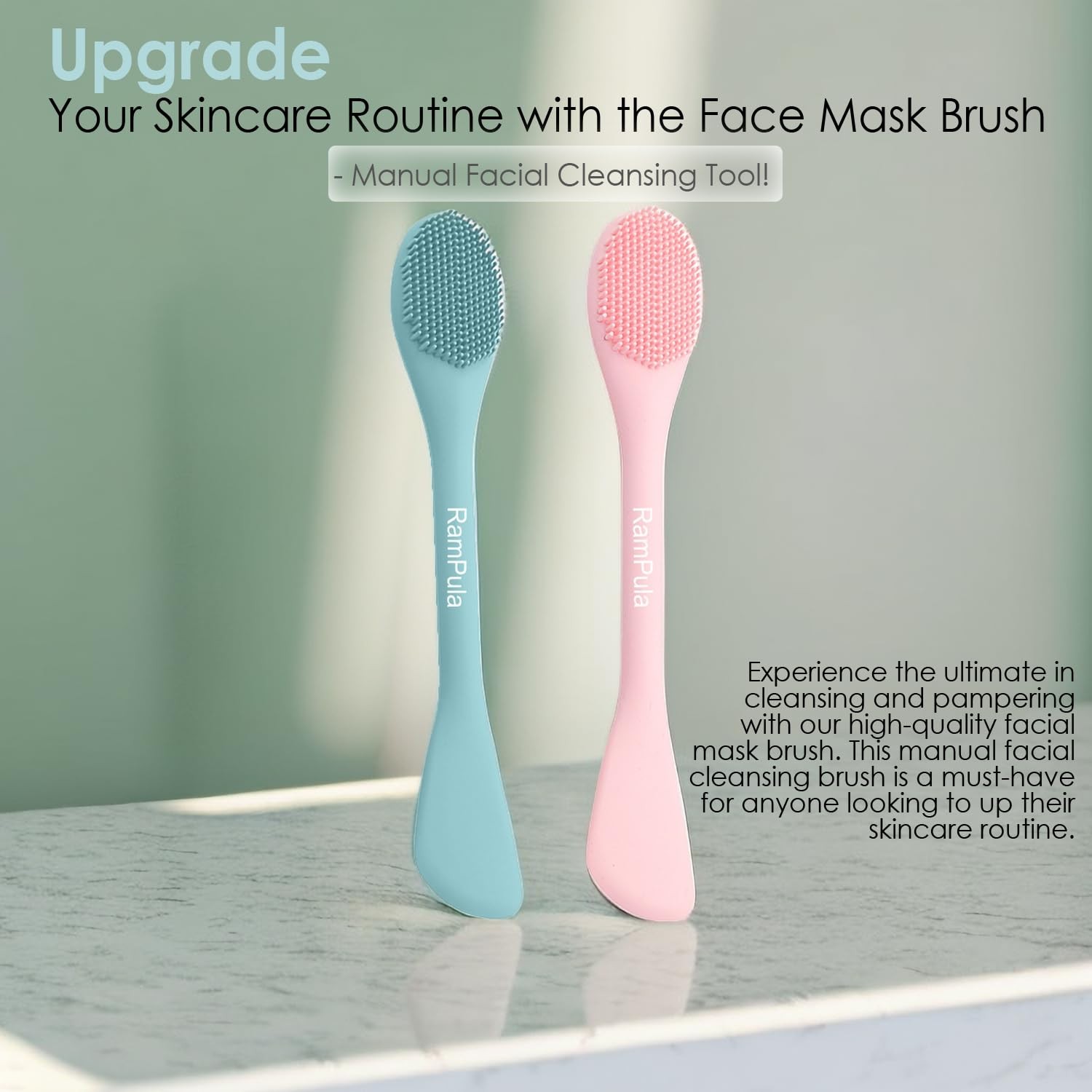 Facial Cleansing Brush, 2 in 1 Silicone Face Mask Brush & Face Scrubber, For Exf
