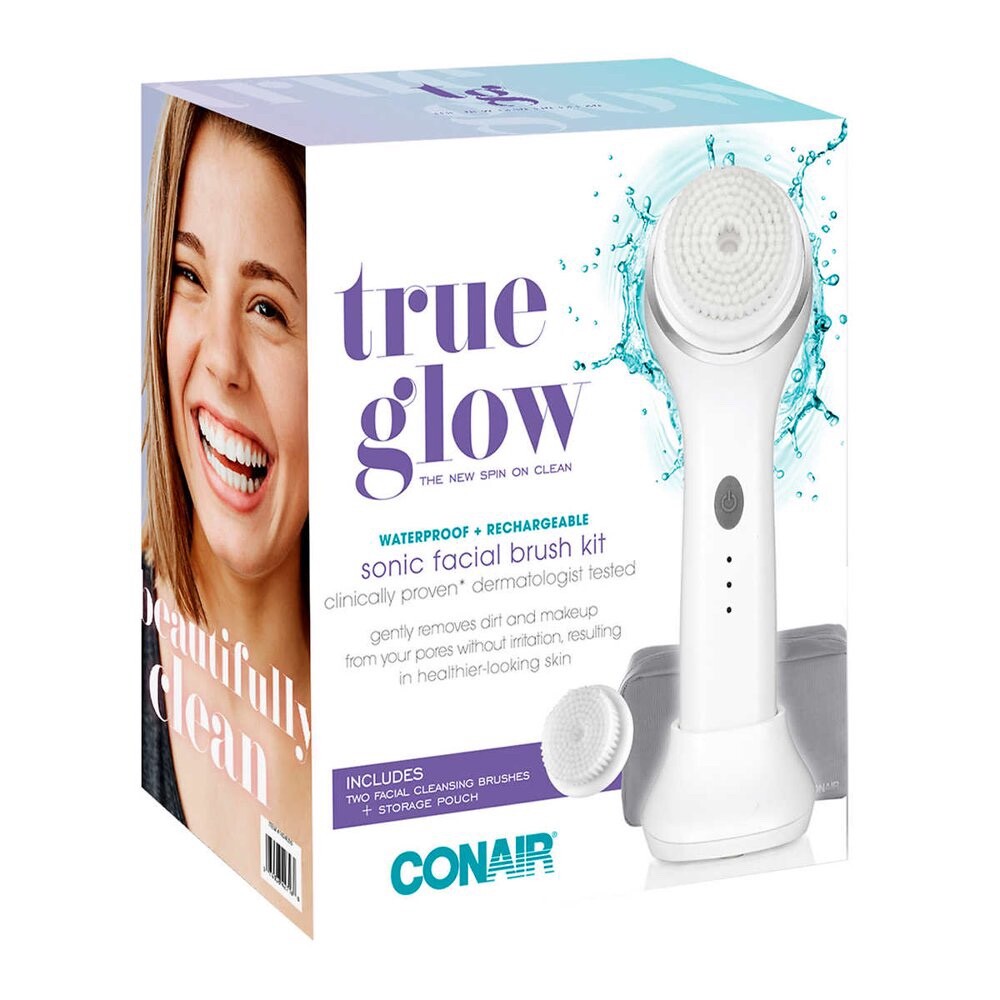 Conair True Glow Sonic Facial Brush Kit | Waterproof + Rechargeable