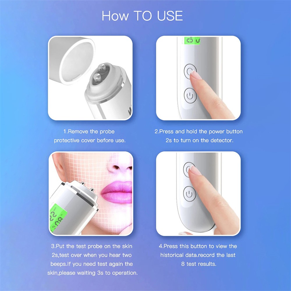 Digital Skin Hydration Monitor Corneometer Portable Temp Humidity Meter Tool