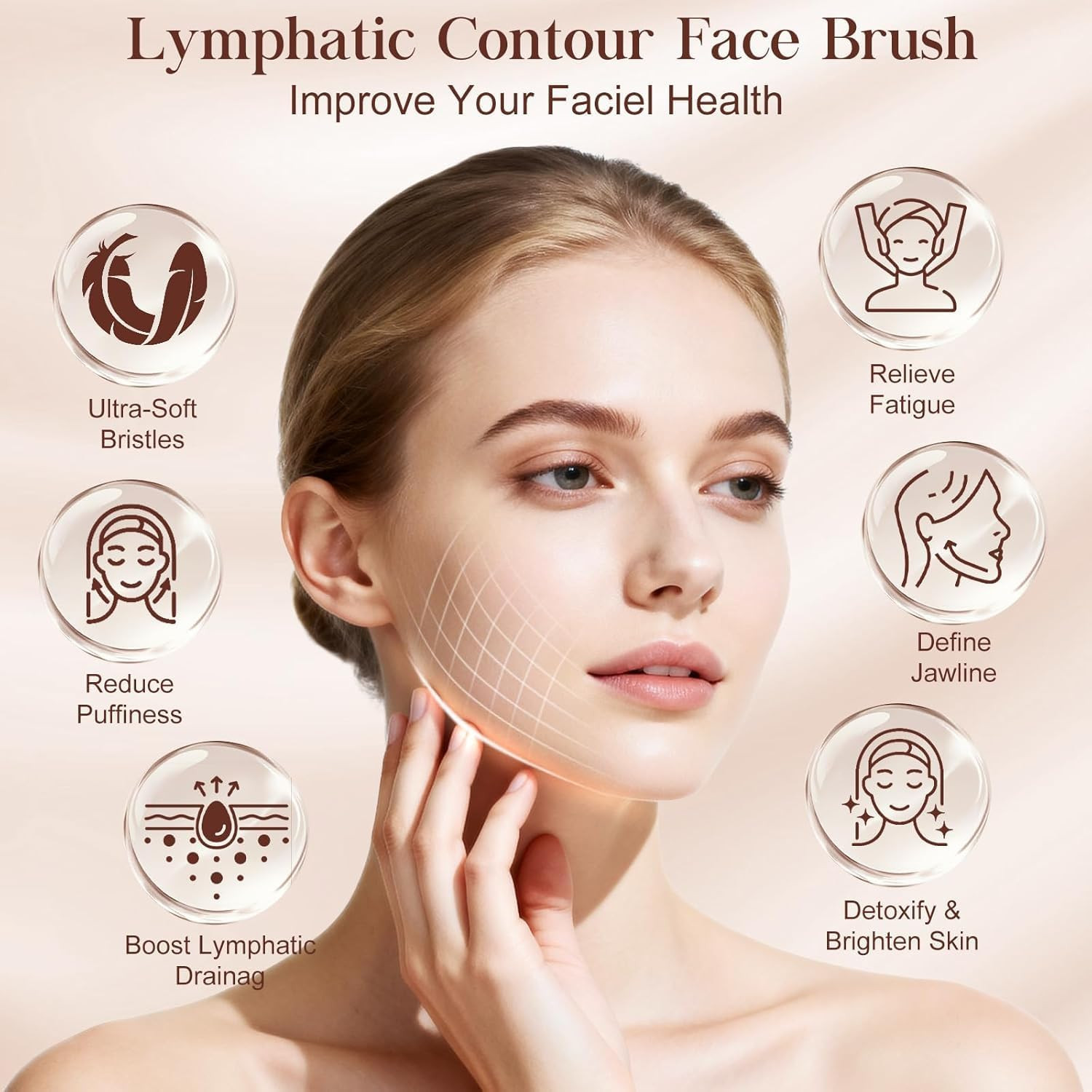 New Lymphatic Contour Face Brush – Dry Brushing Face Massager for Lymphatic Drai