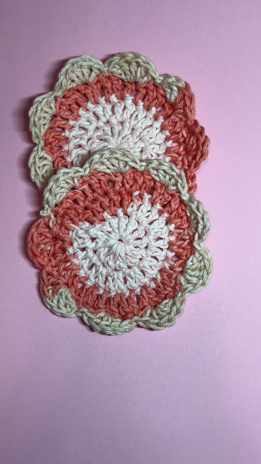 Hand Crochet Round Facial Scrubbies Cotton Yarn Tan Beige Reusable Washable