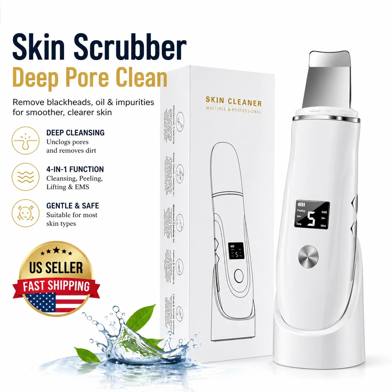 Skin Scrubber Face Spatula 4 in 1 Blackhead Remover Deep Pore Cleaner