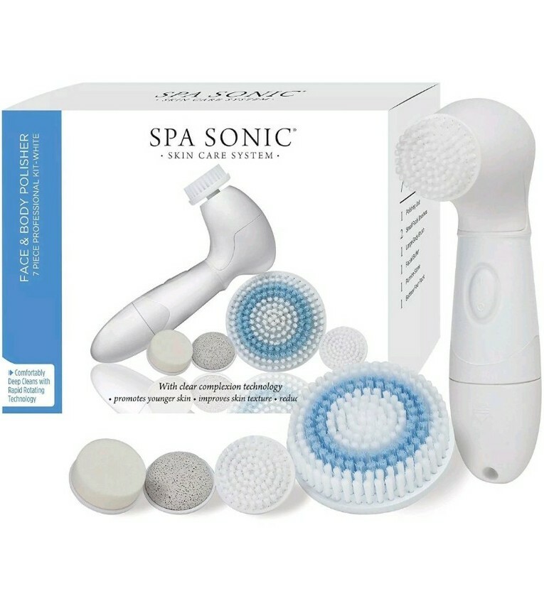 Sonic Professional 7-Pc Skin Care Kit Face & Body Polisher System White New 