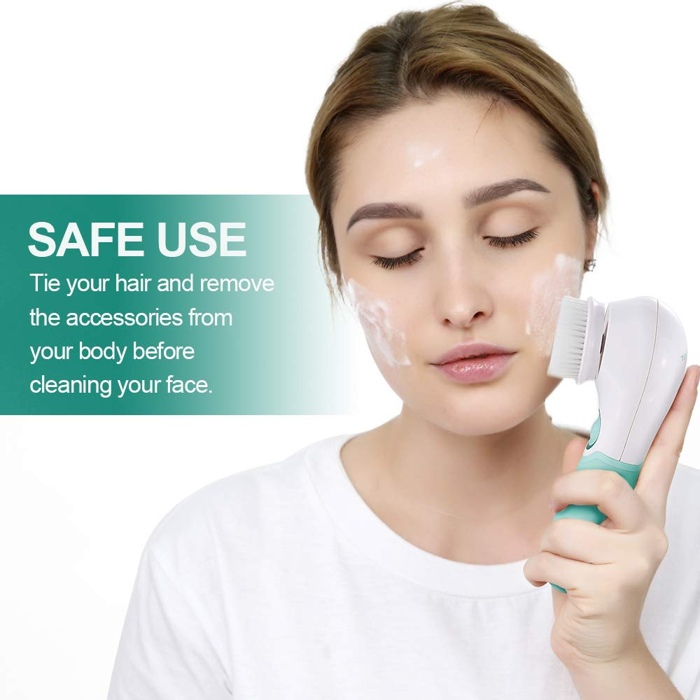 Facial Cleansing Brush Electric Facial Exfoliating Massage Brush with 3 Cleanser