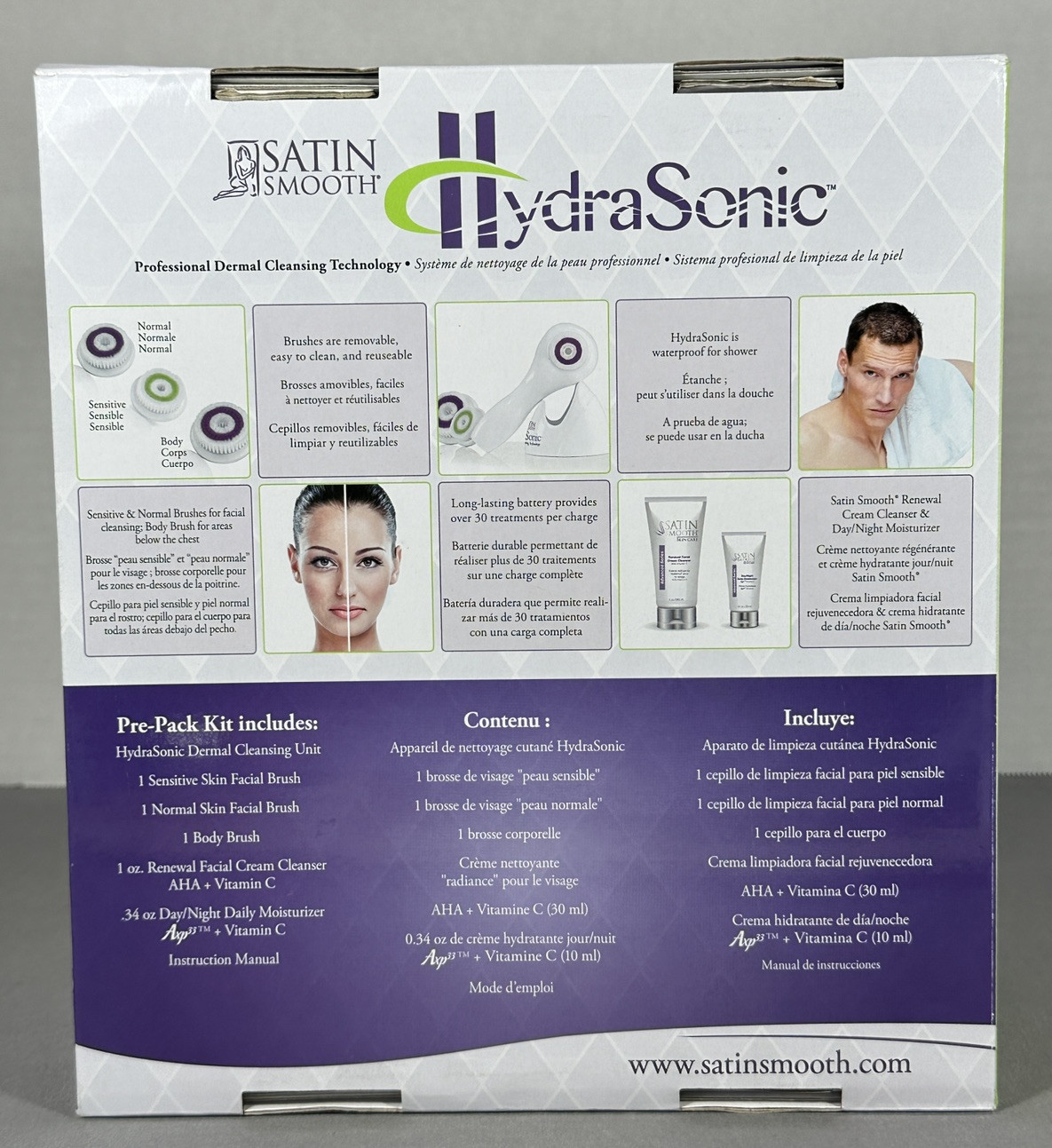HydraSonic Professional Dermal Cleansing Technology For Face & Neck Satin Smooth