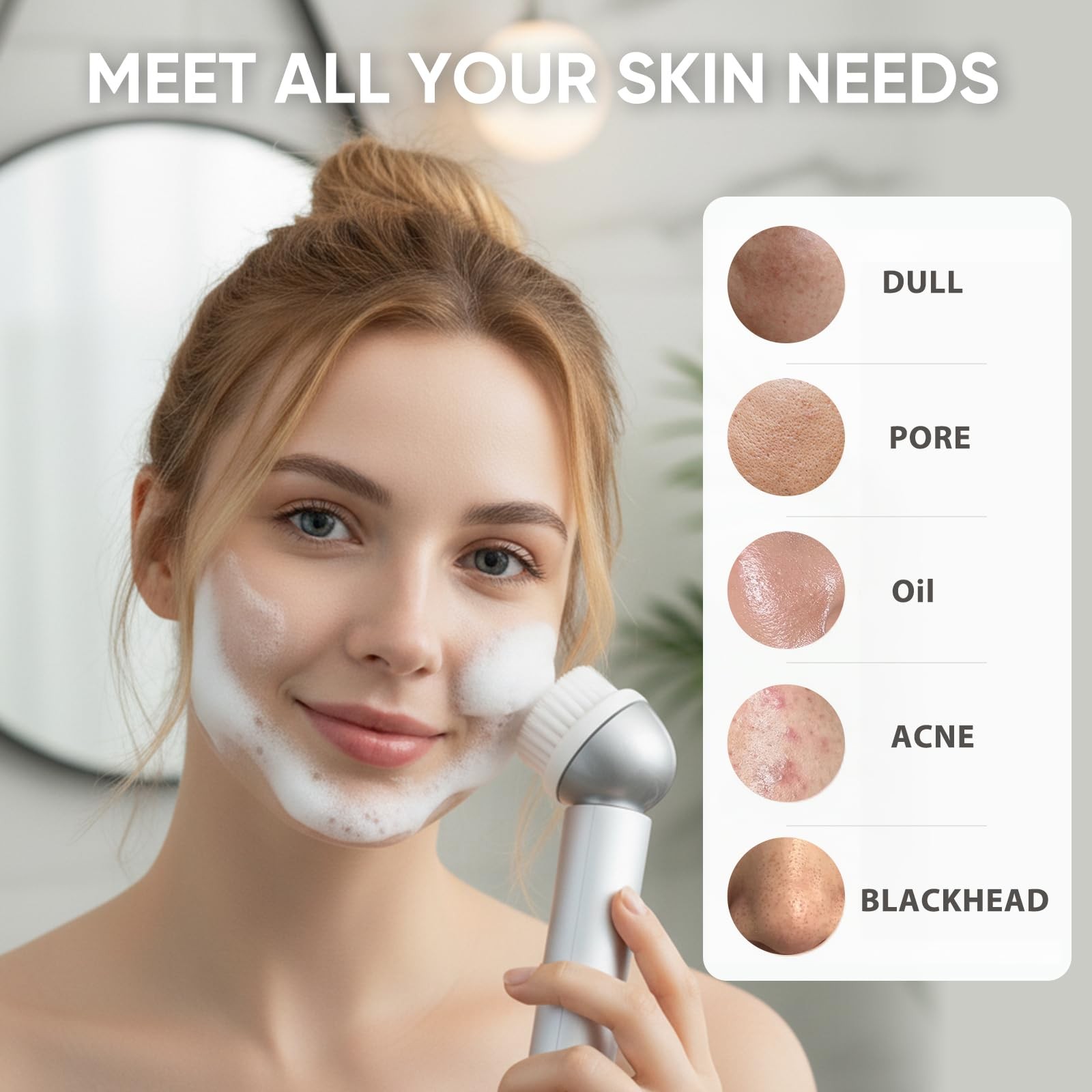 Cleansing Brush, Scrubber with 3 Cleaning Modes, IPX7 Waterproof Brushes for …