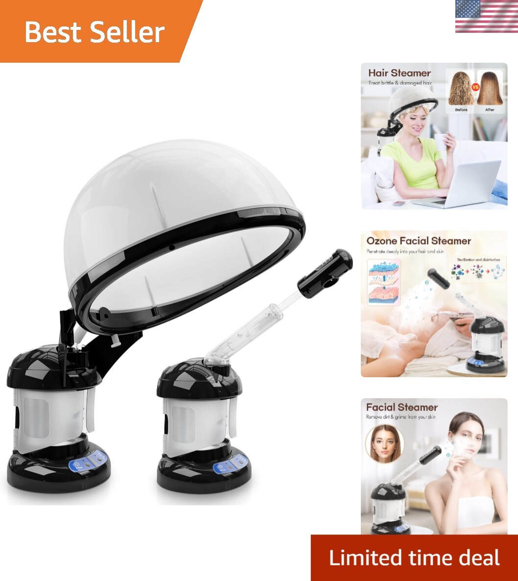 Professional Quality Black Hair and Facial Steamer – Compact & Portable