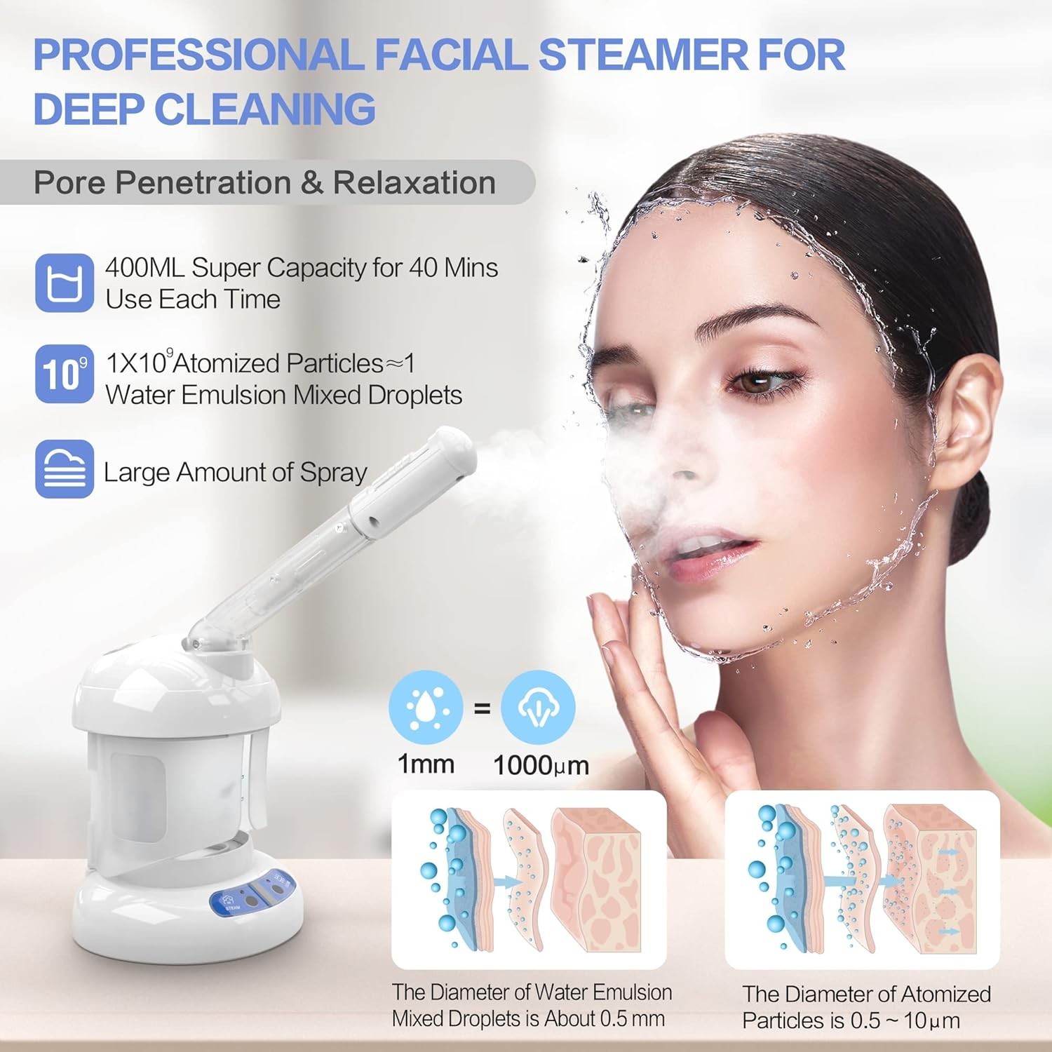 Kingsteam Facial Steamer – Ozone Steamer with Extendable Arm – Professional N…