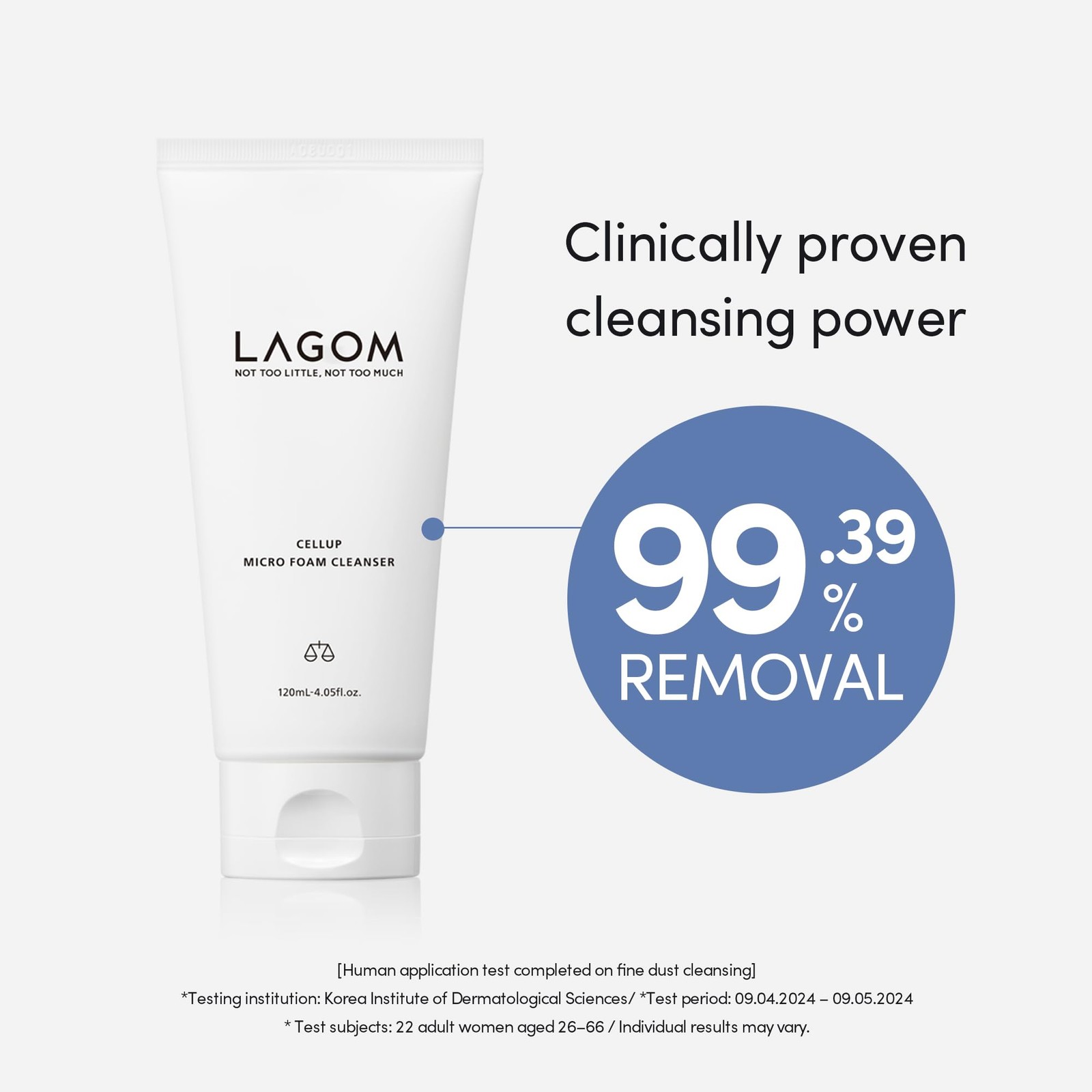 LAGOM Cellup Micro Foam Cleanser, Hydrating 4.05 Fl Oz (Pack of 1), White