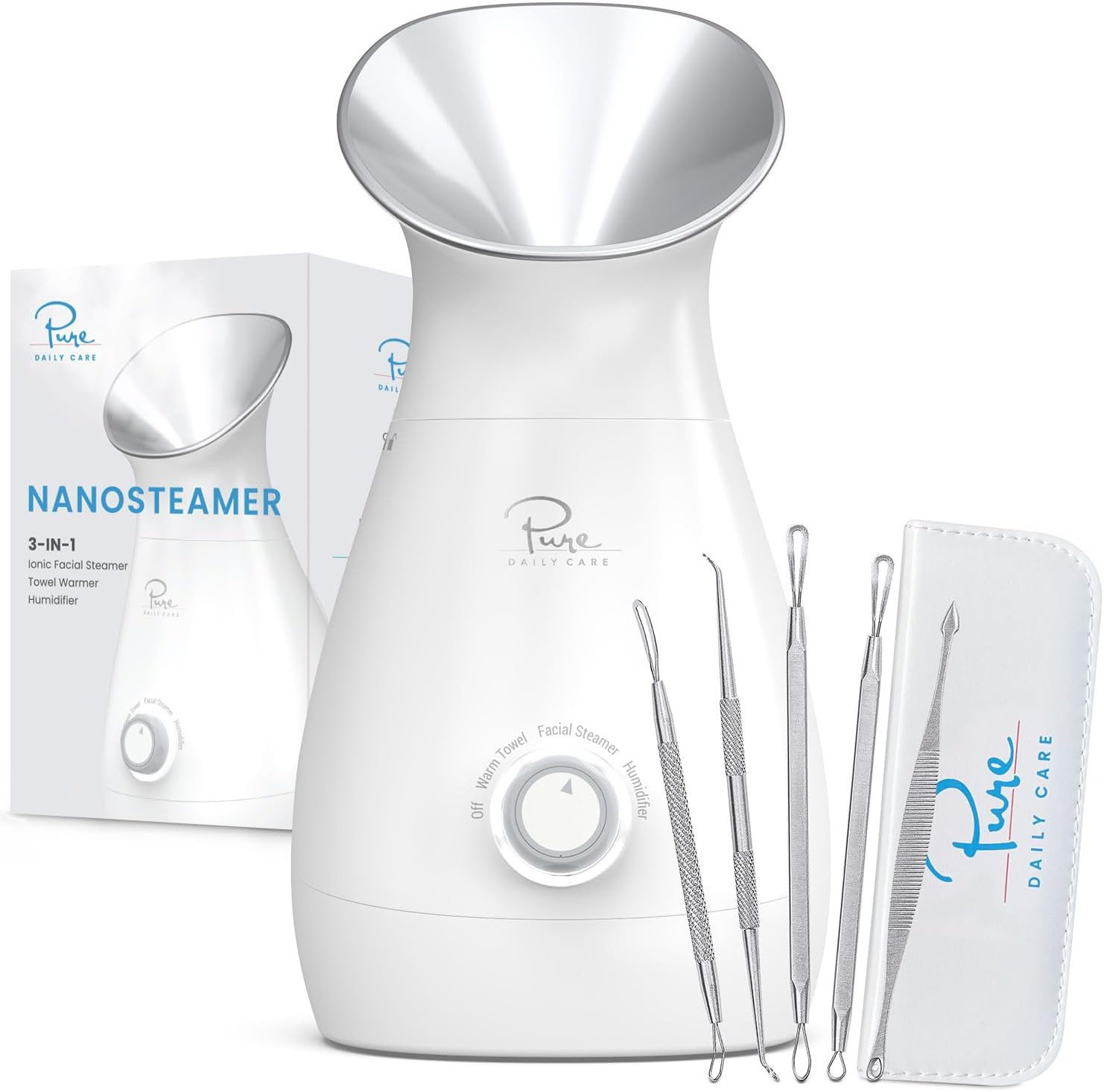 Nanosteamer Large 3-In-1 Nano Ionic Facial Steamer with Precise Temp Control – H