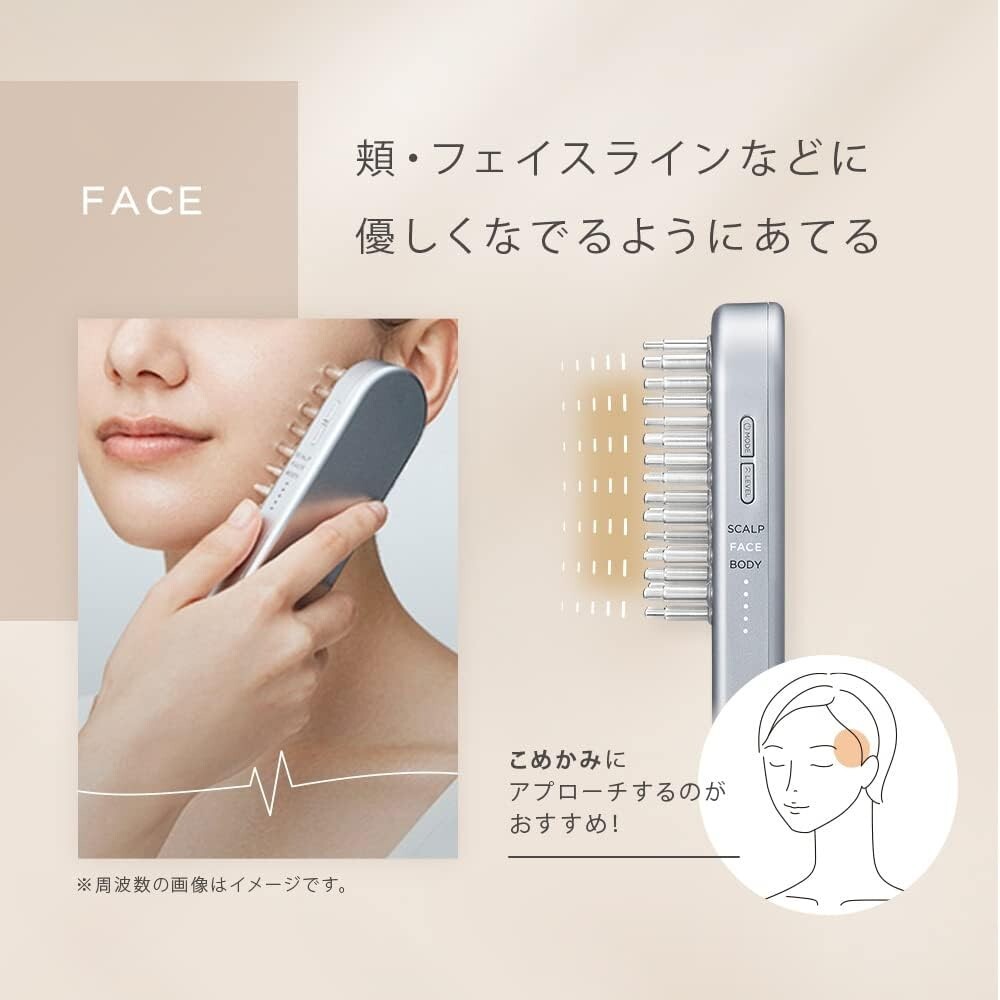 SALONIA EMS Lift Brush Face Care Beauty Esthetic Facial Equipment Scalp Silver