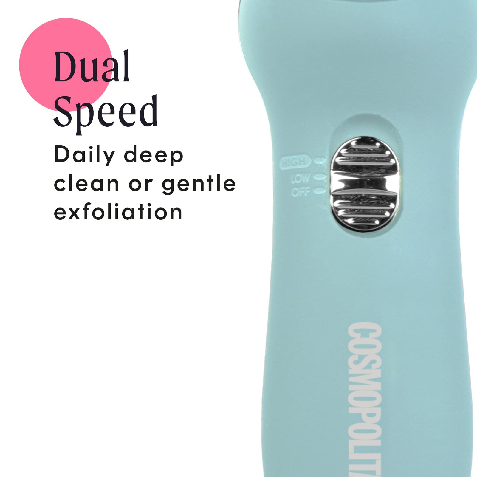 Cosmopolitan Electric Facial Cleansing Brush, Soft Pore Blue & Silver