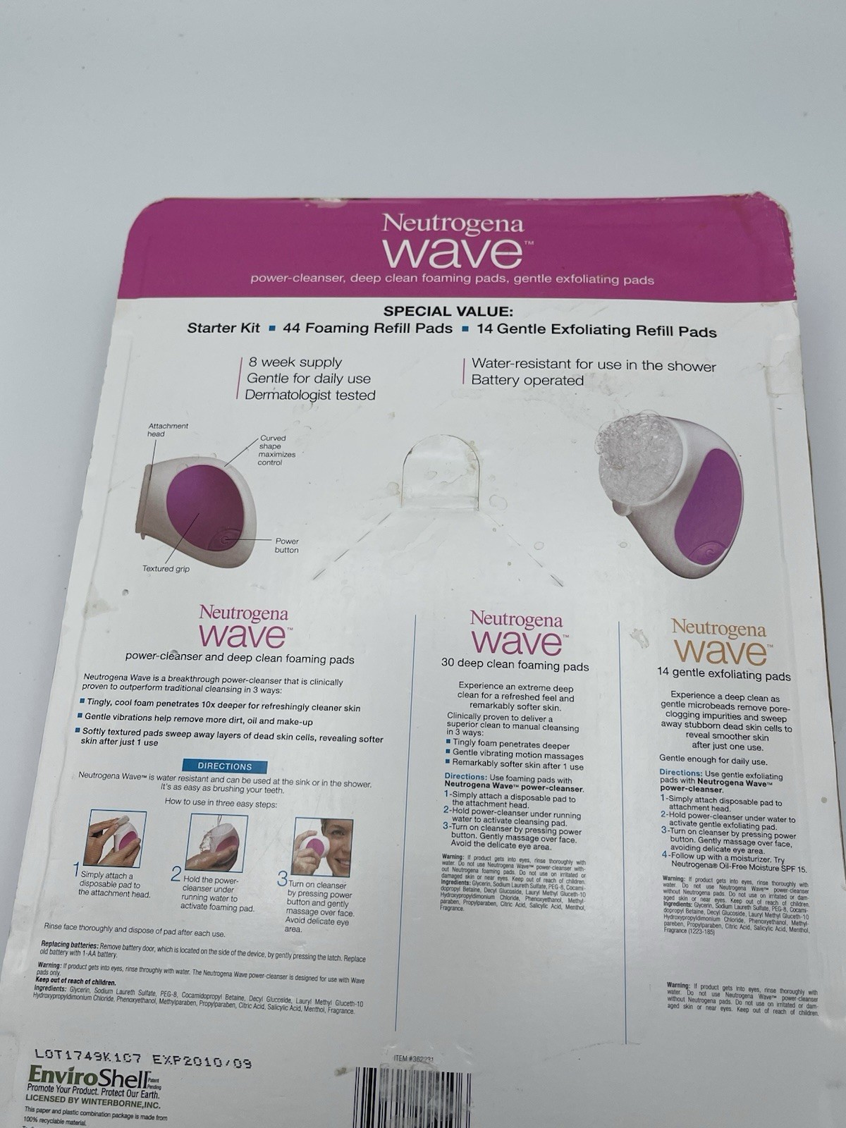 Neutrogena Wave Power-Cleanser+Deep Clean Foaming Pads+Gentle Exfoliating Pads