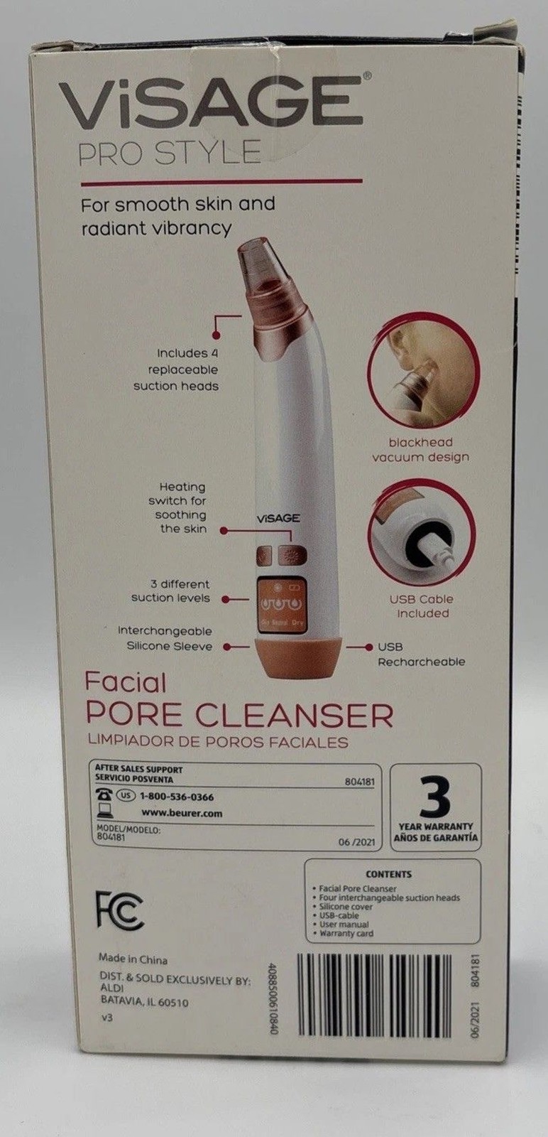 Visage Pro Style Facial Pore Cleanser Blackhead Vacuum Design……euc