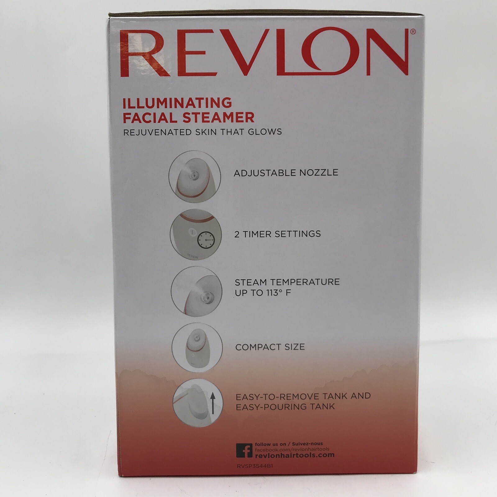 Revlon Illuminating Facial Steamer Adjustable Nozzle 2 Timer Settings In Box