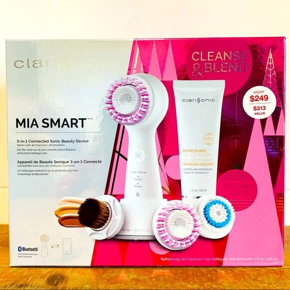 Clarisonic Mia Smart Sonic 3 N 1 Facial CLEANSE & BLEND – WHITE NIB FACT SEALED