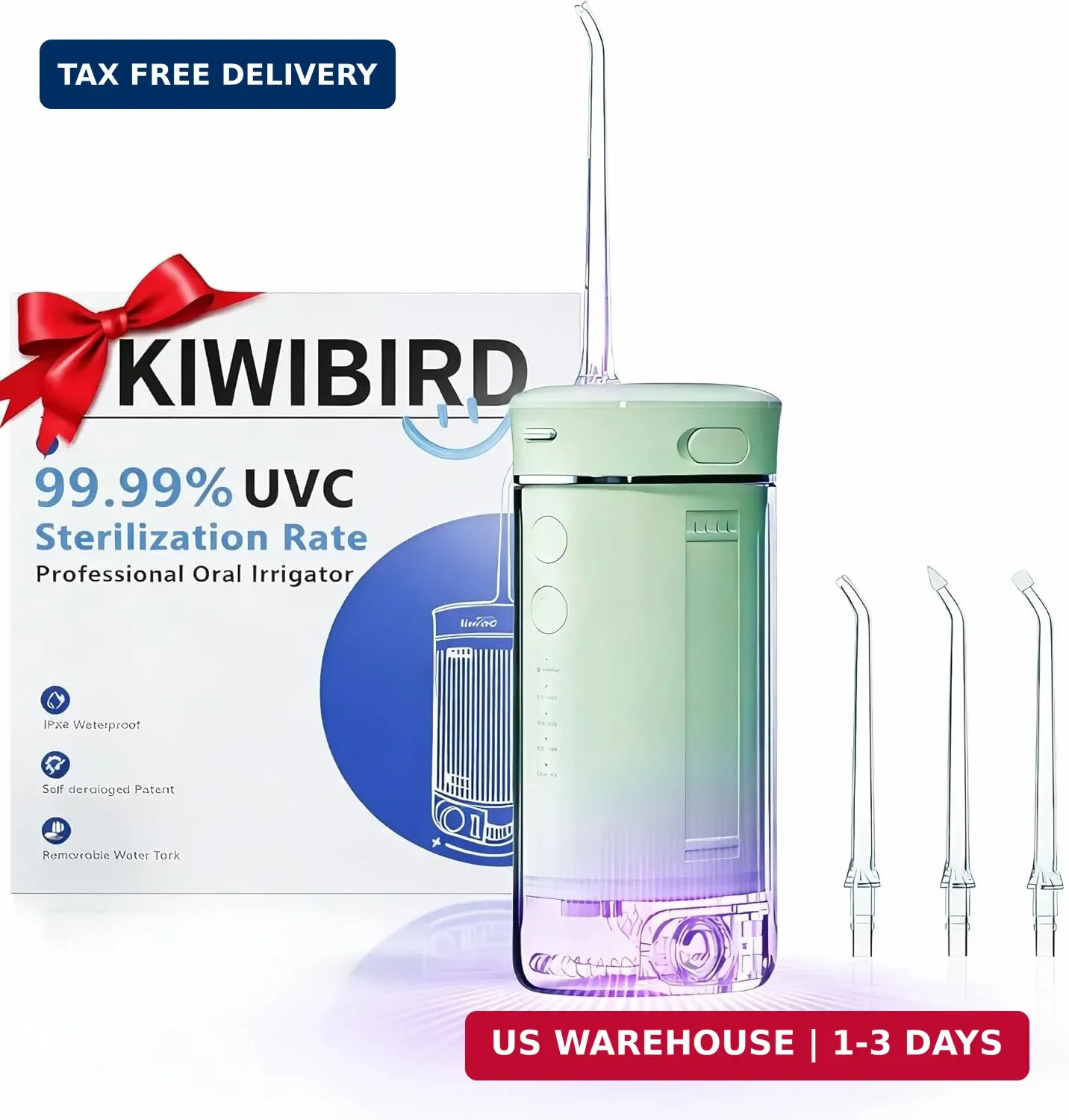 KIWIBIRD Mini Water Flosser for Travel, Ultra-Portable Cordless Oral Irrigator w