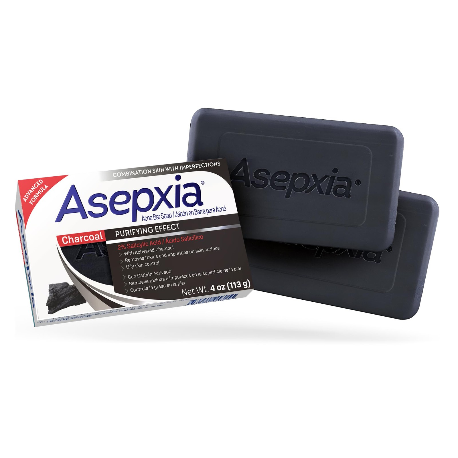 Asepxia Salicylic Acid & Activated Charcoal Bar Soap | 4 Ounce (Pack of 2)