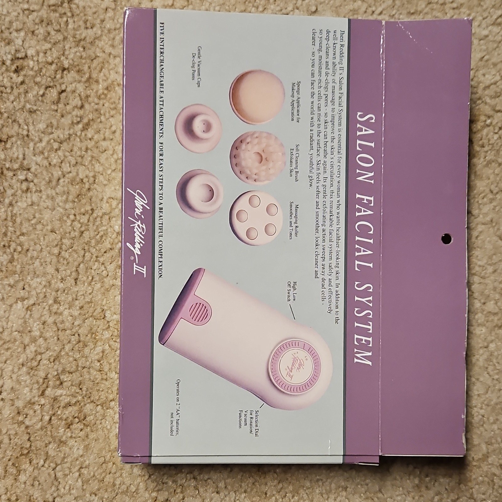 Jheri Redding II Electric Facial Brush JRK2773 Pink White Interchangeable Heads