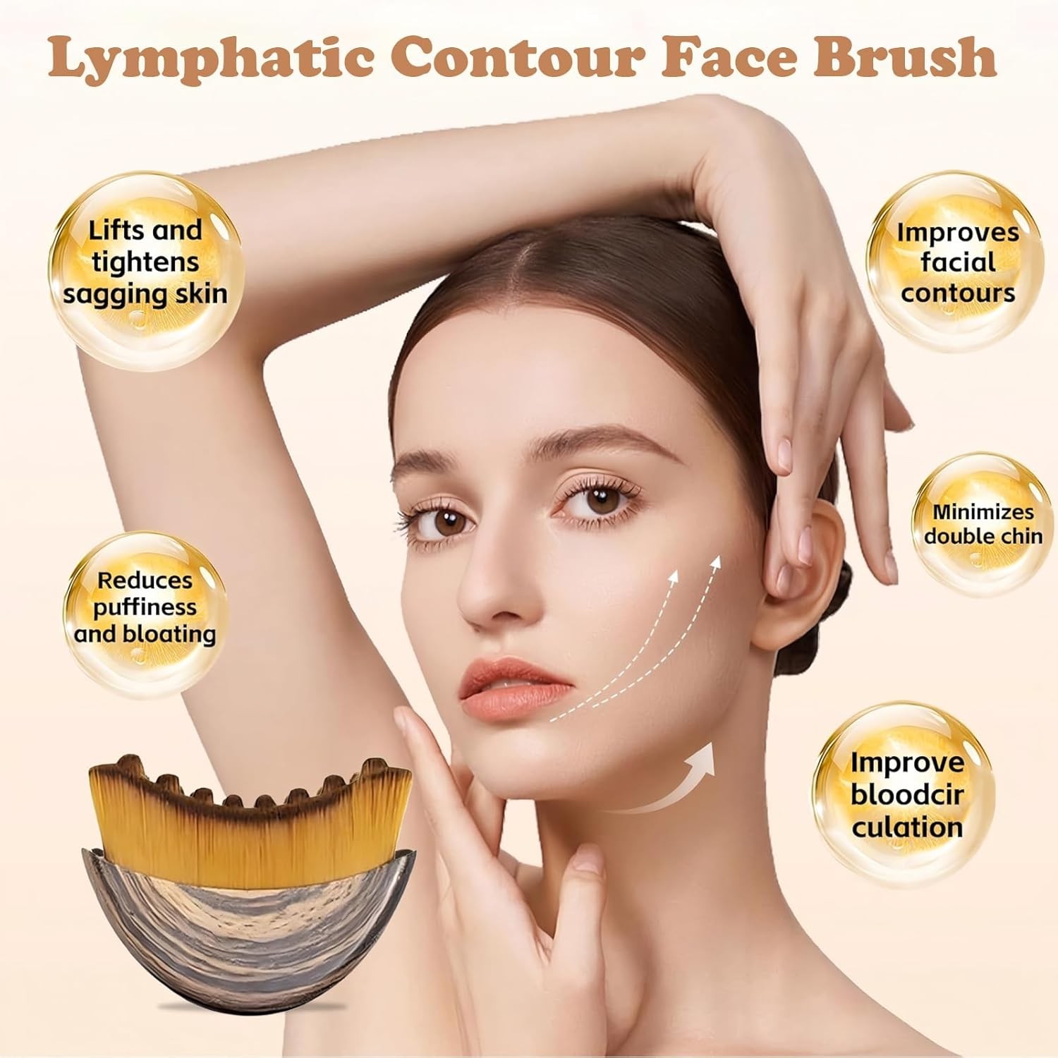 2 PCS Lymphatic Contour Face Brush, Lymphatic Drainage Massager, Ergonomic Face