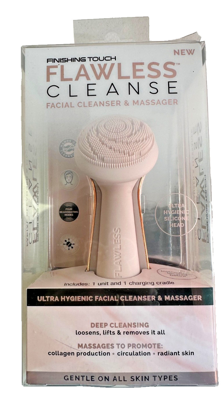 Finishing Touch Flawless Cleanse Facial Cleanser Massager Rechargeable NEW Skin
