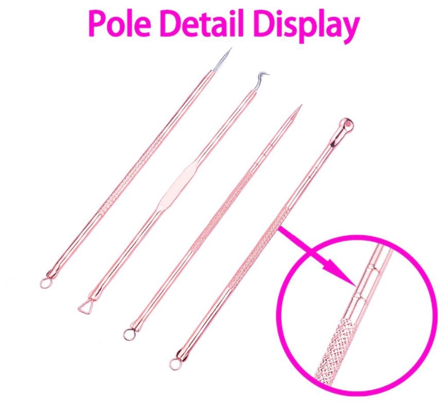 4 pcs Acne Blackhead Removal Tool Pimple Acne Extractor Black Head Tool Popper